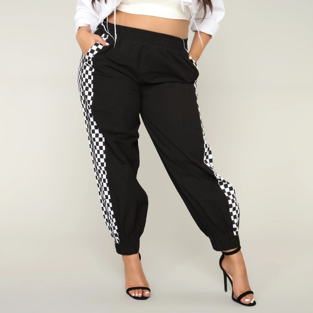 Fashion Nova Checkered Zip Joggers